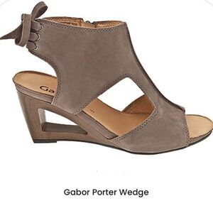Gabor PORTER Brown Leather Keyhole Side Lace Up Open Wedge Sandals